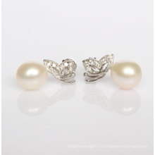 925 Silver Drop Real Pearl Boucles d&#39;oreilles (ER1422)